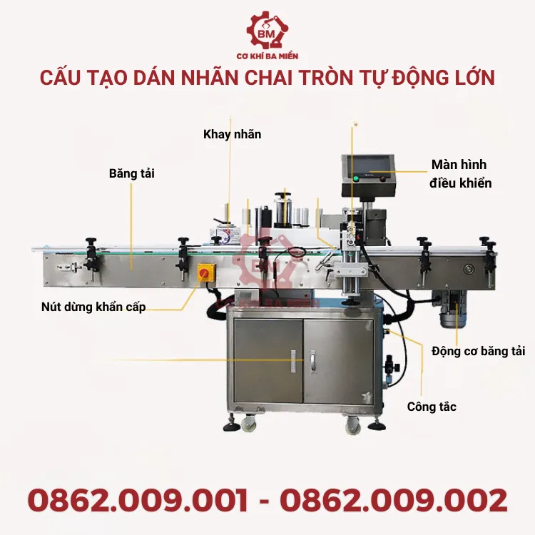 Cấu tạo của máy dán nhãn chai tự động