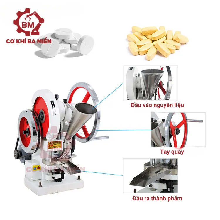 Cấu tạo của máy dập viên nén thủ công