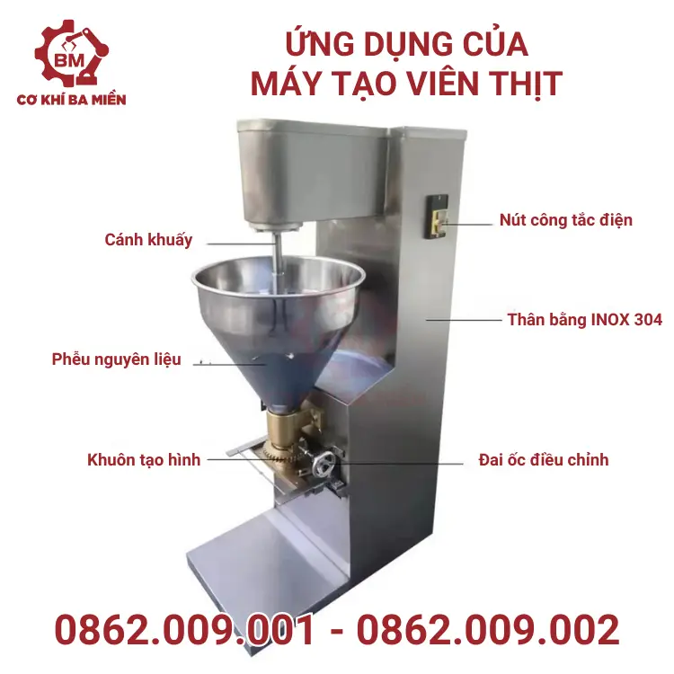 Cấu tạo của máy tạo thịt viên