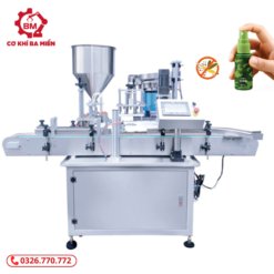 Máy chiết rót và siết nắp chai xịt 3 in 1 tự động dạng xoay